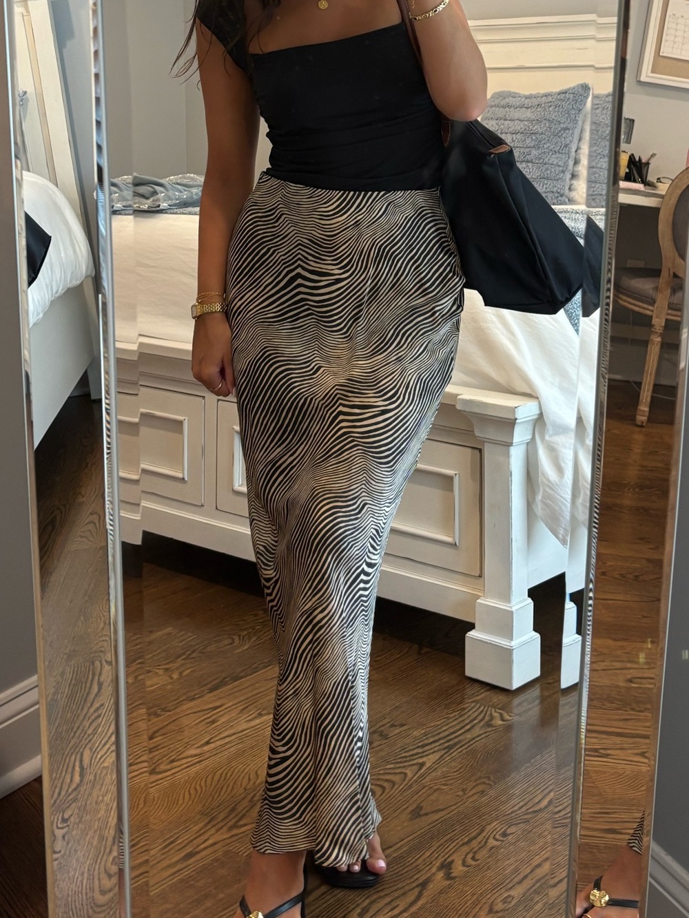 zara zebra/tiger print maxi satin skirt